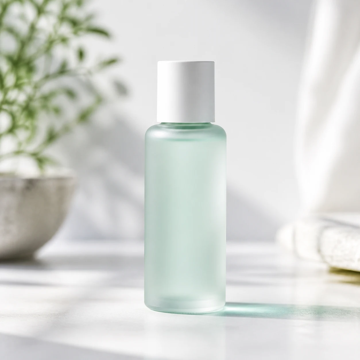 Unbranded translucent skincare bottle used as an image to video reference